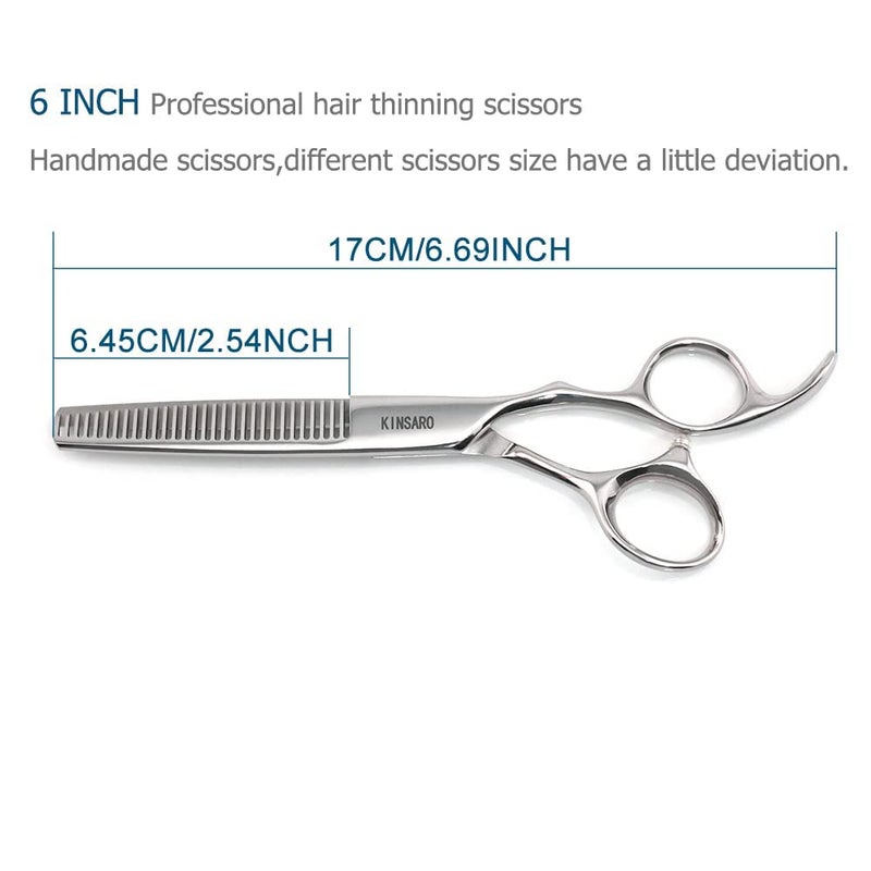 KINSARO Professional 6 Inch Hair Thinning Shears Barber Scissors Sharp Hair Thinning Scissors 30 Teeth Barber Hair Clippers 440C Shears KINSARO for Hairdresser Barbershop or Home Use - Image 2
